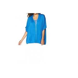 NEW TWIGGY LONDON iconic hooded poncho blouse in blue